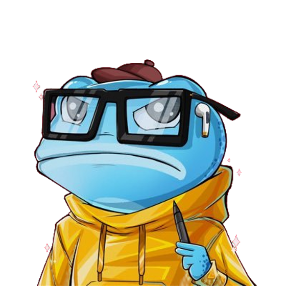Isaac’s avatar, an illustrated frog in glasses and a yellow hoodie
