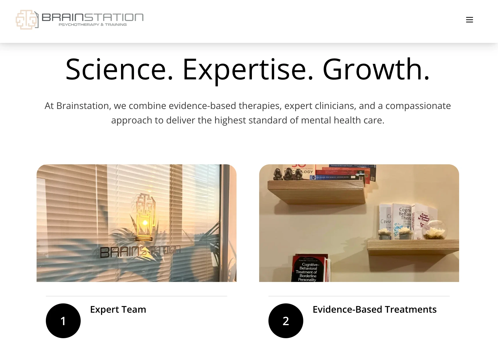 Brainstation Clinics homepage: Science. Expertise. Growth.