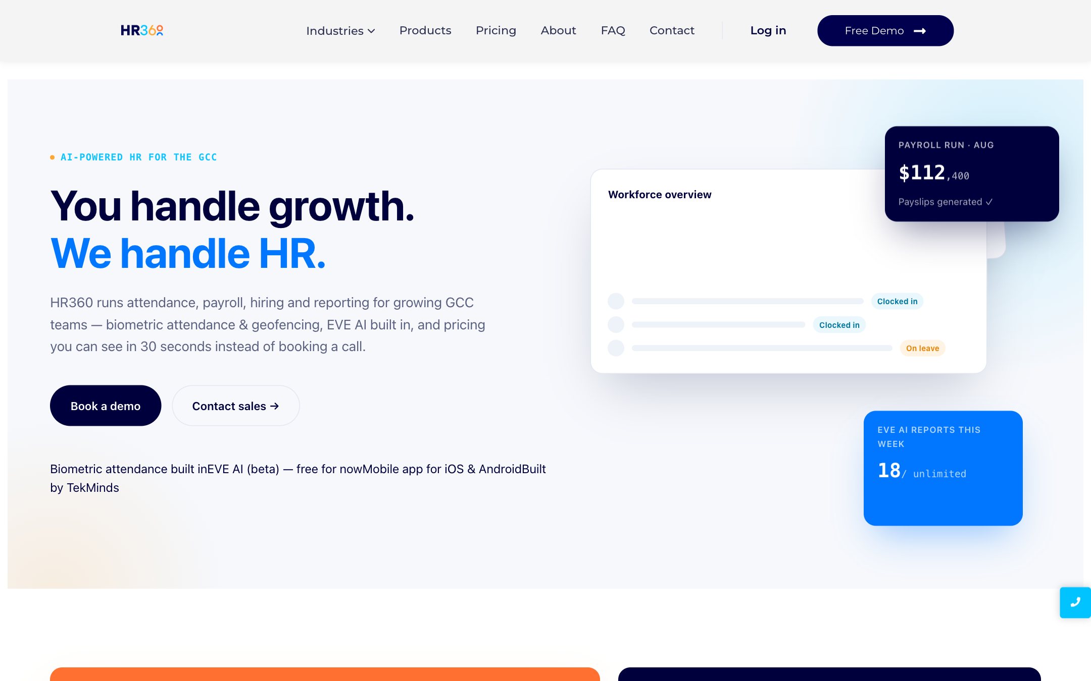 HR360 homepage: You handle growth. We handle HR.
