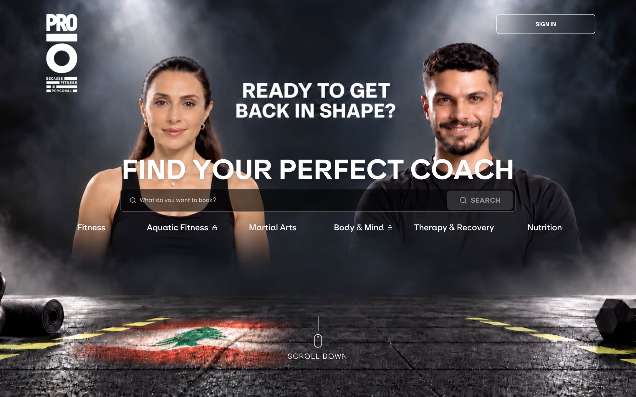 Pro Fitness homepage: Find your perfect coach